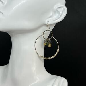 Multicolor Beaded Circular Drop Earrings  2.25"L x 1.5"W